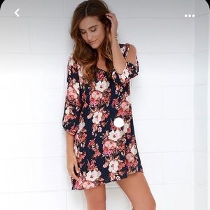 Lulu’s Shifting Dears Navy Floral Dress